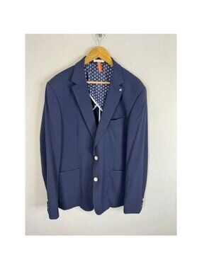 Blue Industry Mens Navy Blue Micro Stripe Two Button Blazer Jacket Men 46